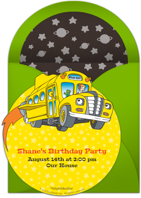 Magic School Bus - Magic School Bus Birthday Invitations (650x650), Png Download