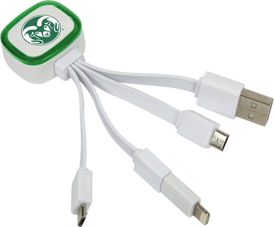 Tri-charge Usb Cable W/ Lightning Adapter - Adapter Charge (1000x1000), Png Download