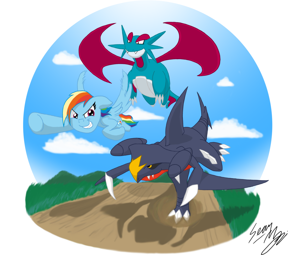 Blood-asp0123, Crossover, Garchomp, Pokémon, Rainbow - Cartoon (1168x1024), Png Download