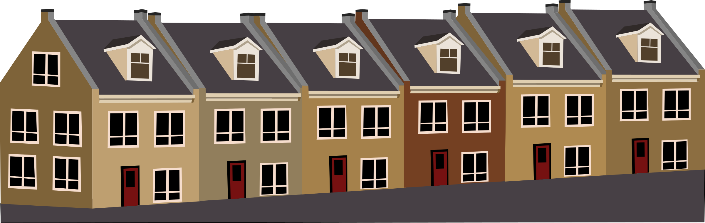 This Free Icons Png Design Of Tarraced Houses (2400x759), Png Download