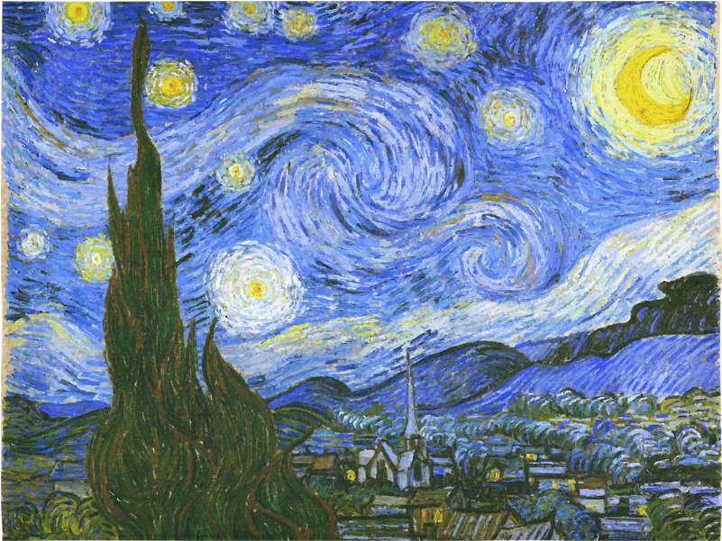 Van Gogh Starry Night Cotton Linen Wall Tapestry - Van Gogh Starry Night (1000x1000), Png Download