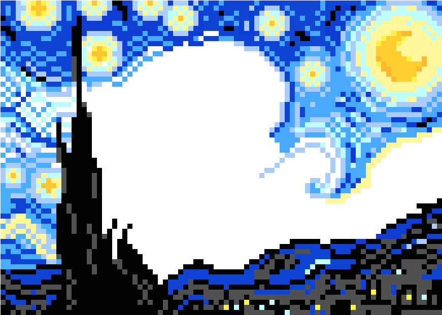 Starry Night - Pixel Art (900x680), Png Download