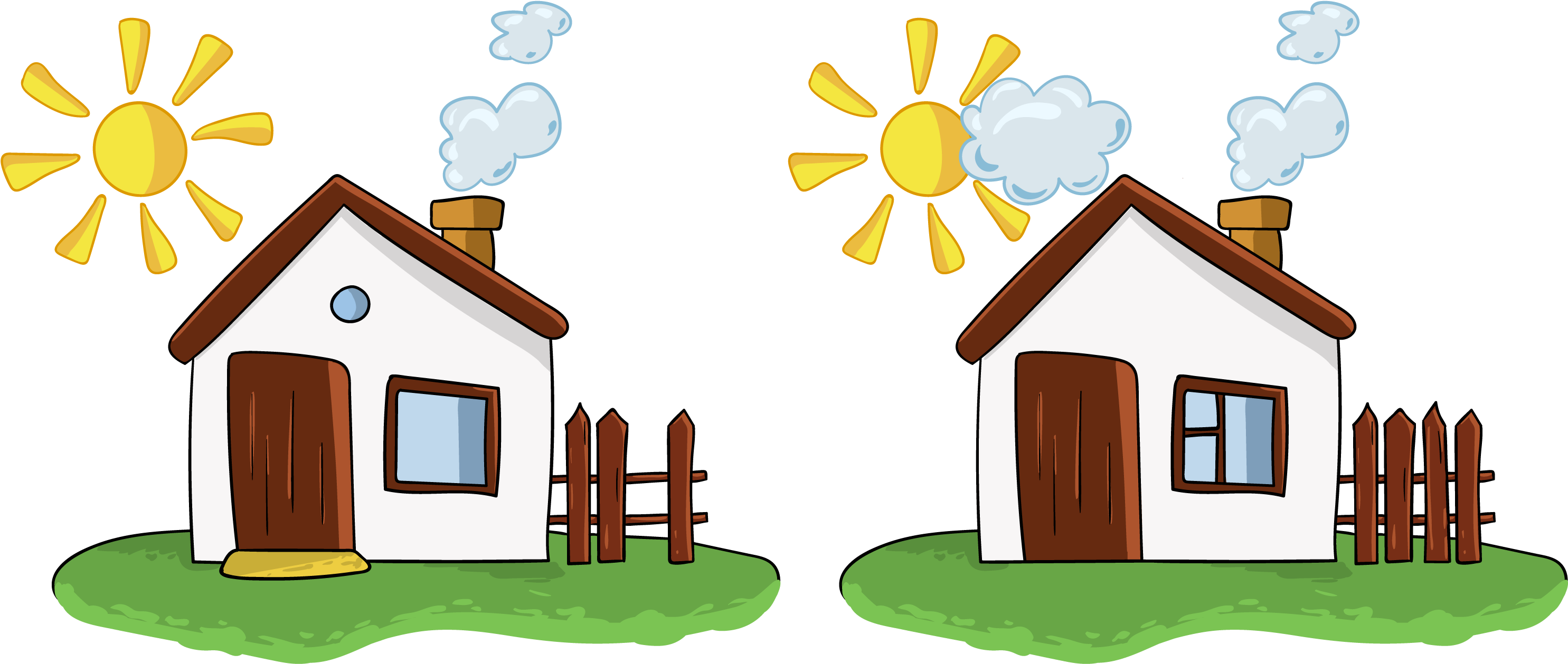 Find The Differences In Houses - Encuentra Las Cinco Diferencias (3000x1416), Png Download