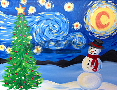 Starry Night Snowman - The Starry Night (400x455), Png Download