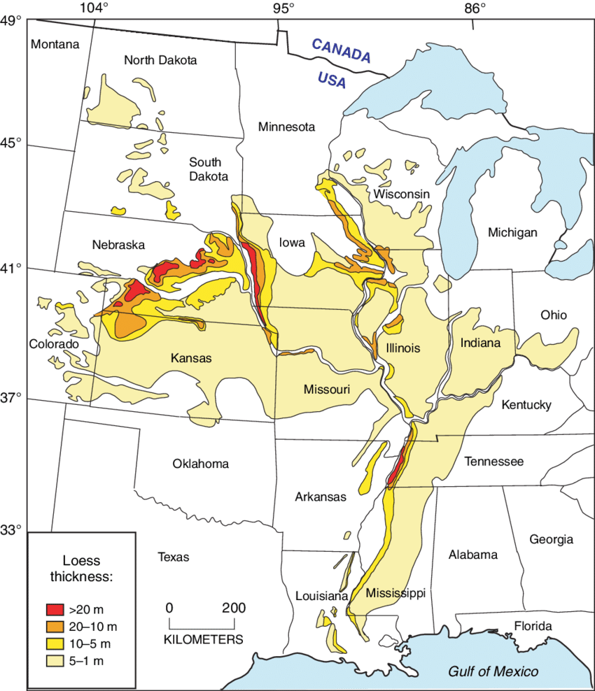 Map Showing The Distribution And Thickness Of Last - Central Lowland (850x988), Png Download