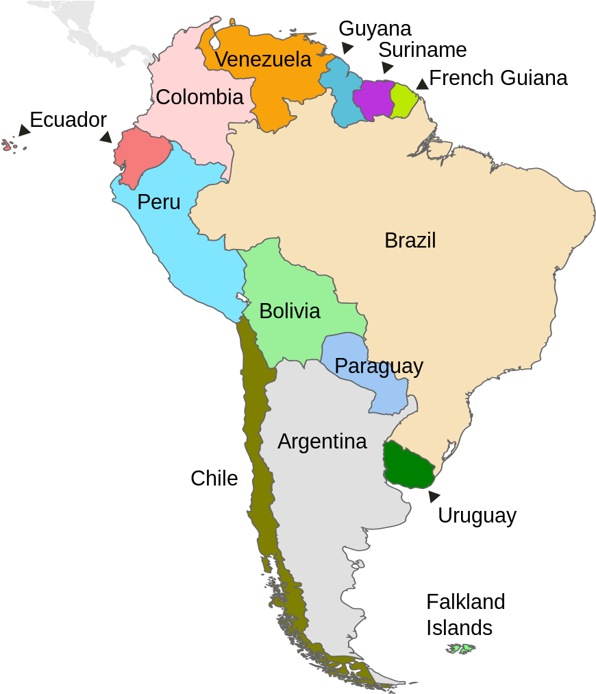 South America Map English (901x1023), Png Download