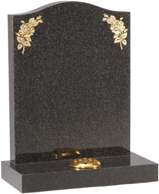 Headstone With Gold Roses - Dark Grey Granite Headstone (400x400), Png Download