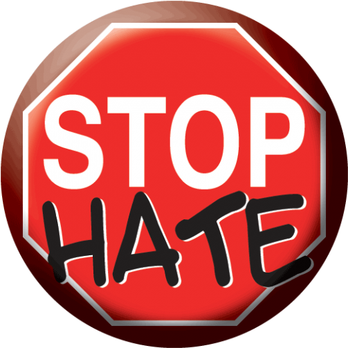 Button - Stop Hate - Discrimination Of Cyber Bullying (650x650), Png Download