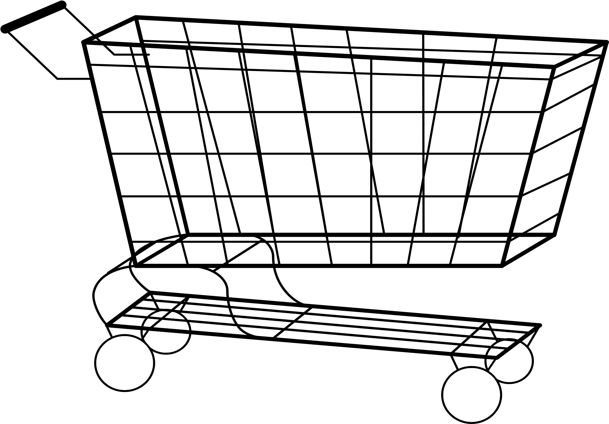 Download - Shopping Cart Outline (2000x1402), Png Download