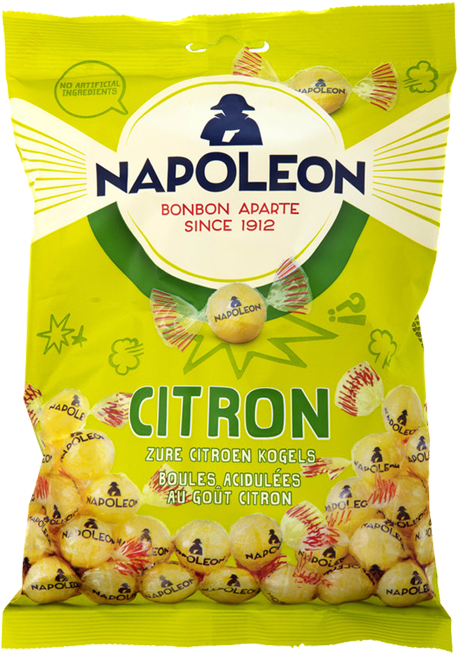 Napoleon Traditional Heart Candy Lemon - Napoleon - Since 1912 - Zwart / Wit Kogel (hard Candy (700x700), Png Download