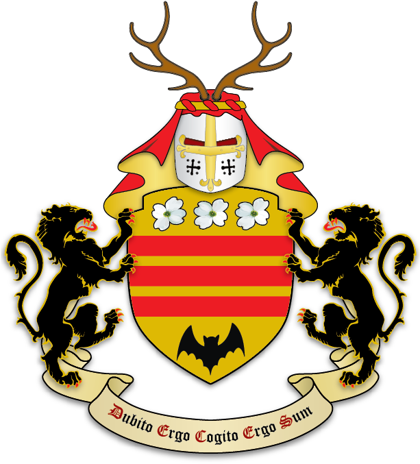 Or, Three Bars Gules, In Chief Three Dogwood Blossoms - Crusader Helm Coat Of Arms (612x792), Png Download