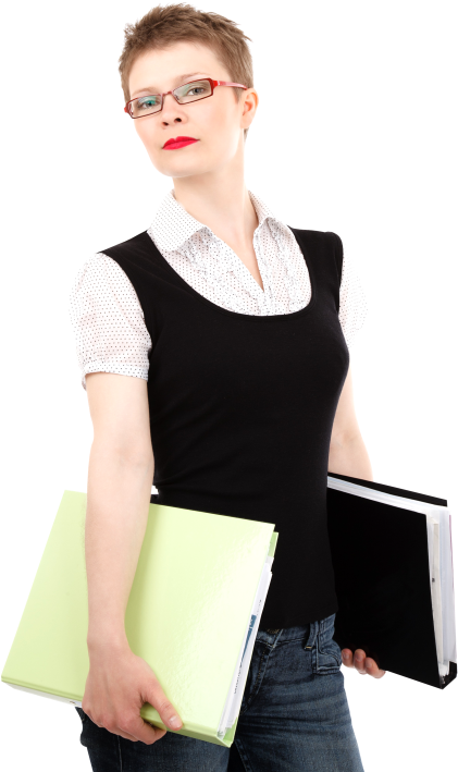 Business Woman Holding Files In Her Hands Png Image - Business Woman Png (500x745), Png Download