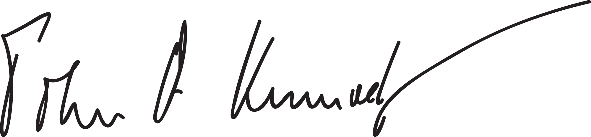 Open - Handtekening John F Kennedy (2000x465), Png Download