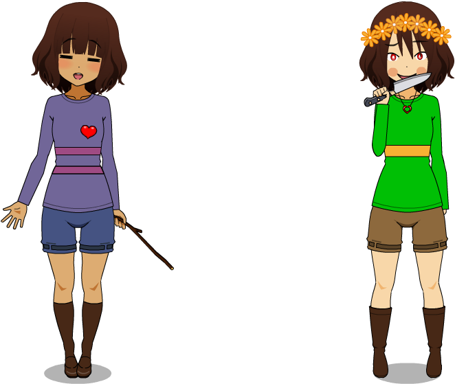 Kisekae - Chara And Frisk Costume (800x600), Png Download