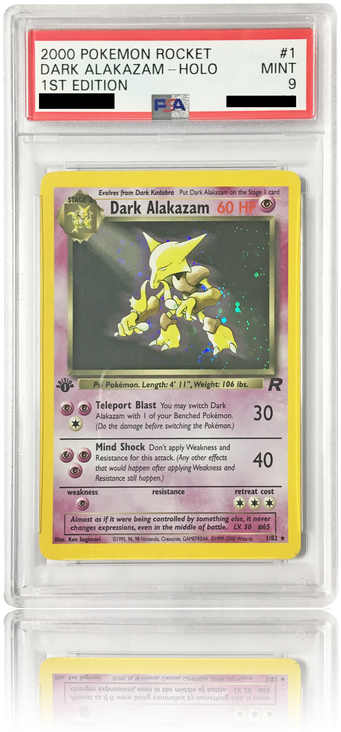 Psa 9 1st Edition Dark Alakazam 1/82 - Pokemon Team 1st Edition Rocket Rare Card #18/82 Dark (498x937), Png Download
