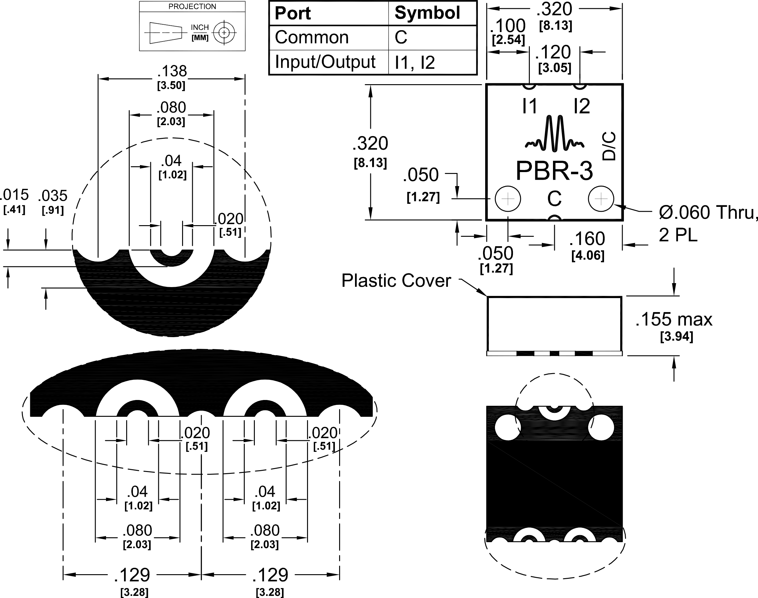 Pbr-0003smg Power Divider Package Diagram - Package Diagram (2481x1960), Png Download