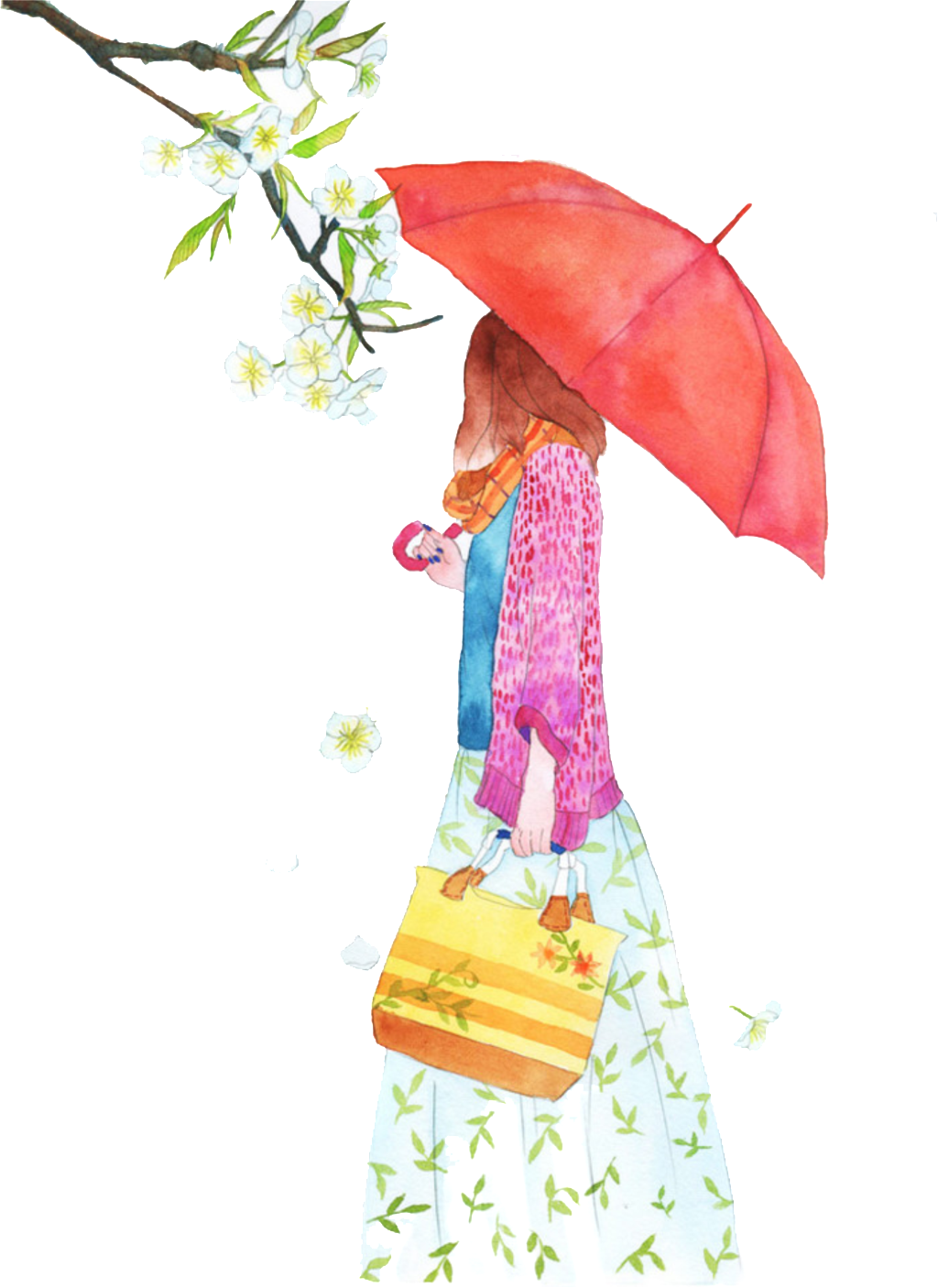 Decorative Pattern Design Of Painted Fairy Tales - Girl (1024x1406), Png Download