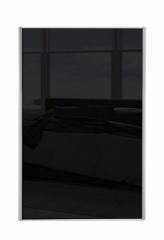 Silver Frame Black Glass Loft / Attic Sliding Wardrobe - Black Glass Door Png (520x490), Png Download