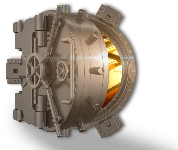 Vault Png Hd - Gold Vault Transparent (611x534), Png Download