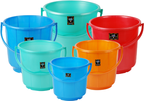 Plastic Bucket Transparent Png - Plastic Buckets Png (500x345), Png Download