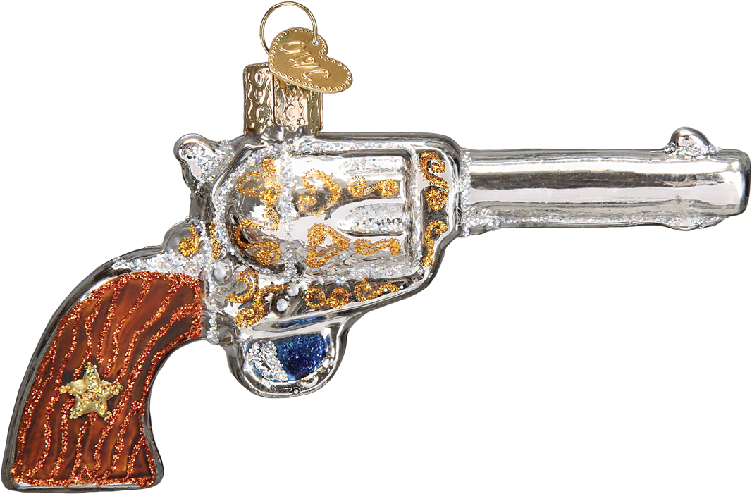 Picture Of Western Revolver - Lucky Mushroom Glass Blown Hanging Christmas Ornament (1200x1200), Png Download