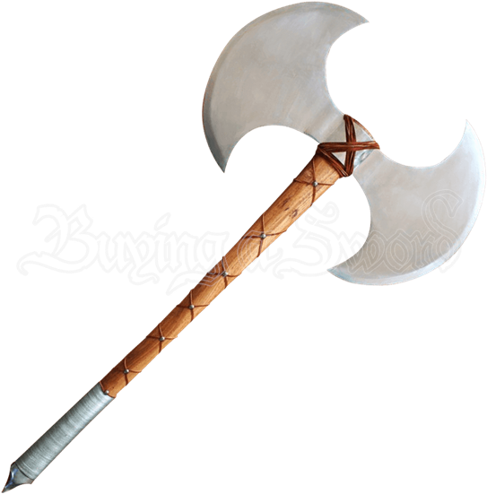Double-bladed Barbarian Battle Axe - Double Bladed War Axe (550x550), Png Download
