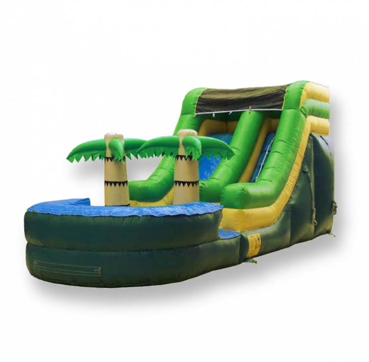 Palm Tree Water Slide - Palm Trees (750x736), Png Download