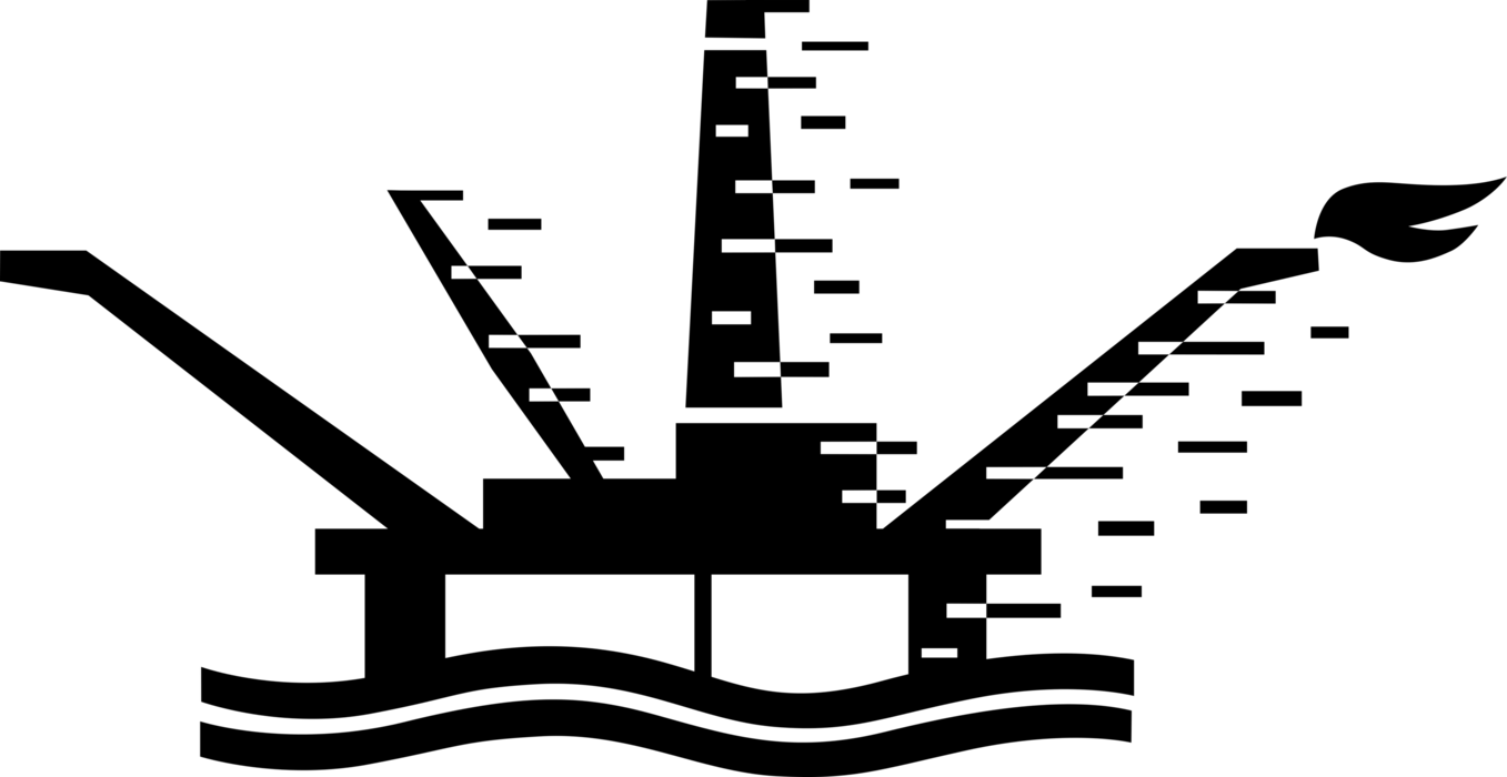 Offshore Oil Derrick And Cranes Image Illustration - Oil Platform (1357x700), Png Download