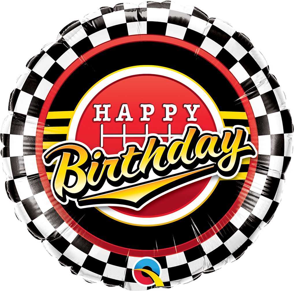 18" Birthday Checkered Pattern Balloon All American - Racing Flag Happy Birthday (1018x1007), Png Download