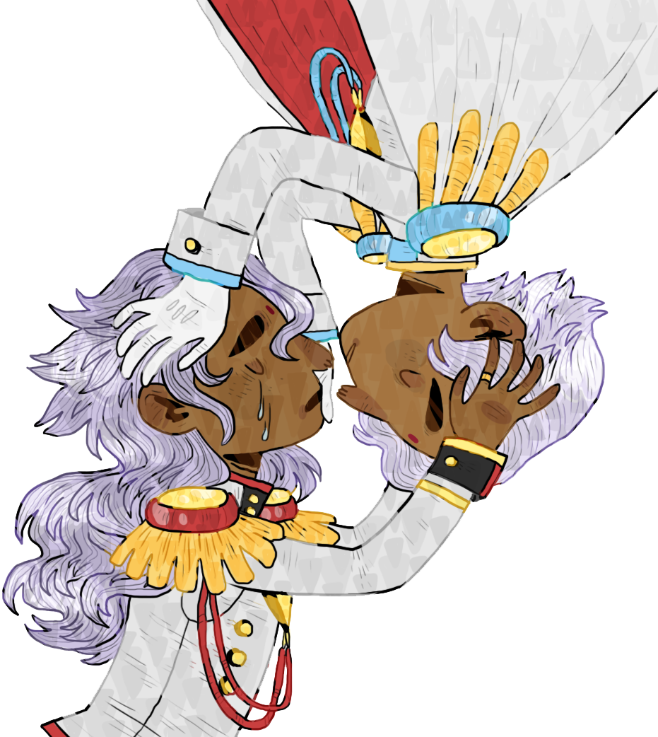 Akio And Dios - Cartoon (931x1042), Png Download