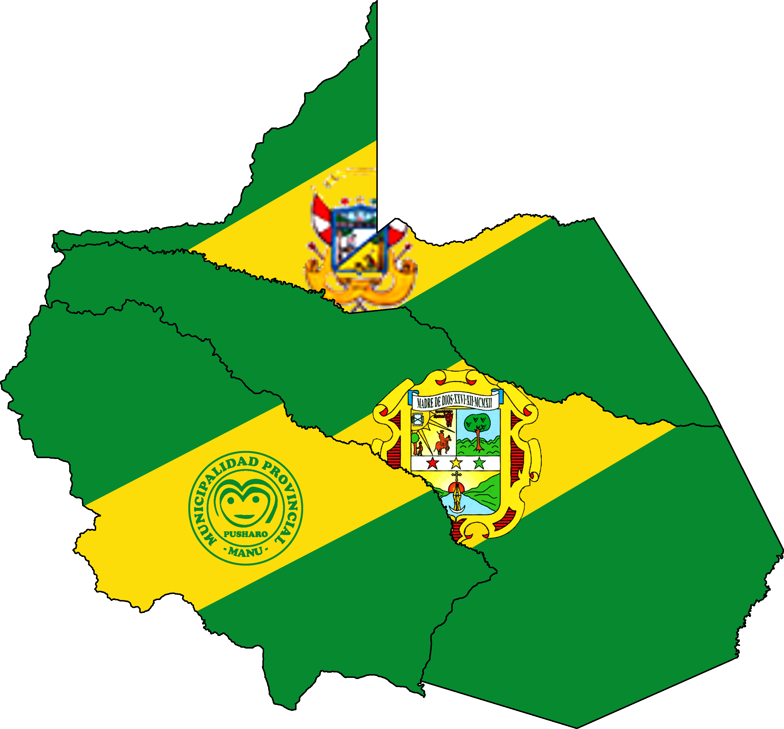 Flag Map Of Provinces Of Madre De Dios - Madre De Dios Region (2731x2538), Png Download