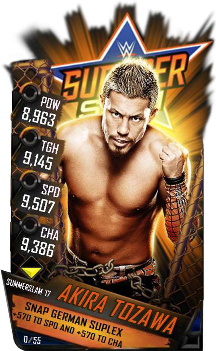 Supercard Akiratozawa S3 15 Summerslam17 - Wwe Supercard Summerslam 17 Cards (733x1158), Png Download