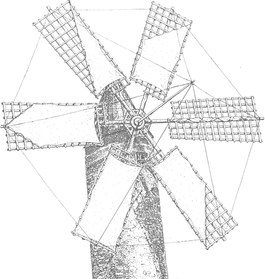 Molí De Vent - Line Art (880x924), Png Download