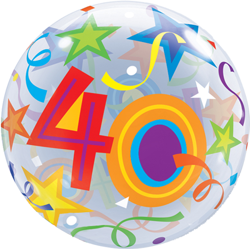 22" Single Bubble Age 40 Brilliant Stars Balloon - 40 Birthday Balloons Png (500x500), Png Download