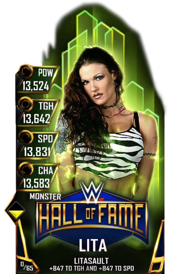 Lita S4 17 Monster Halloffame - Wwe Supercard Monster Hall Of Fame (733x1158), Png Download