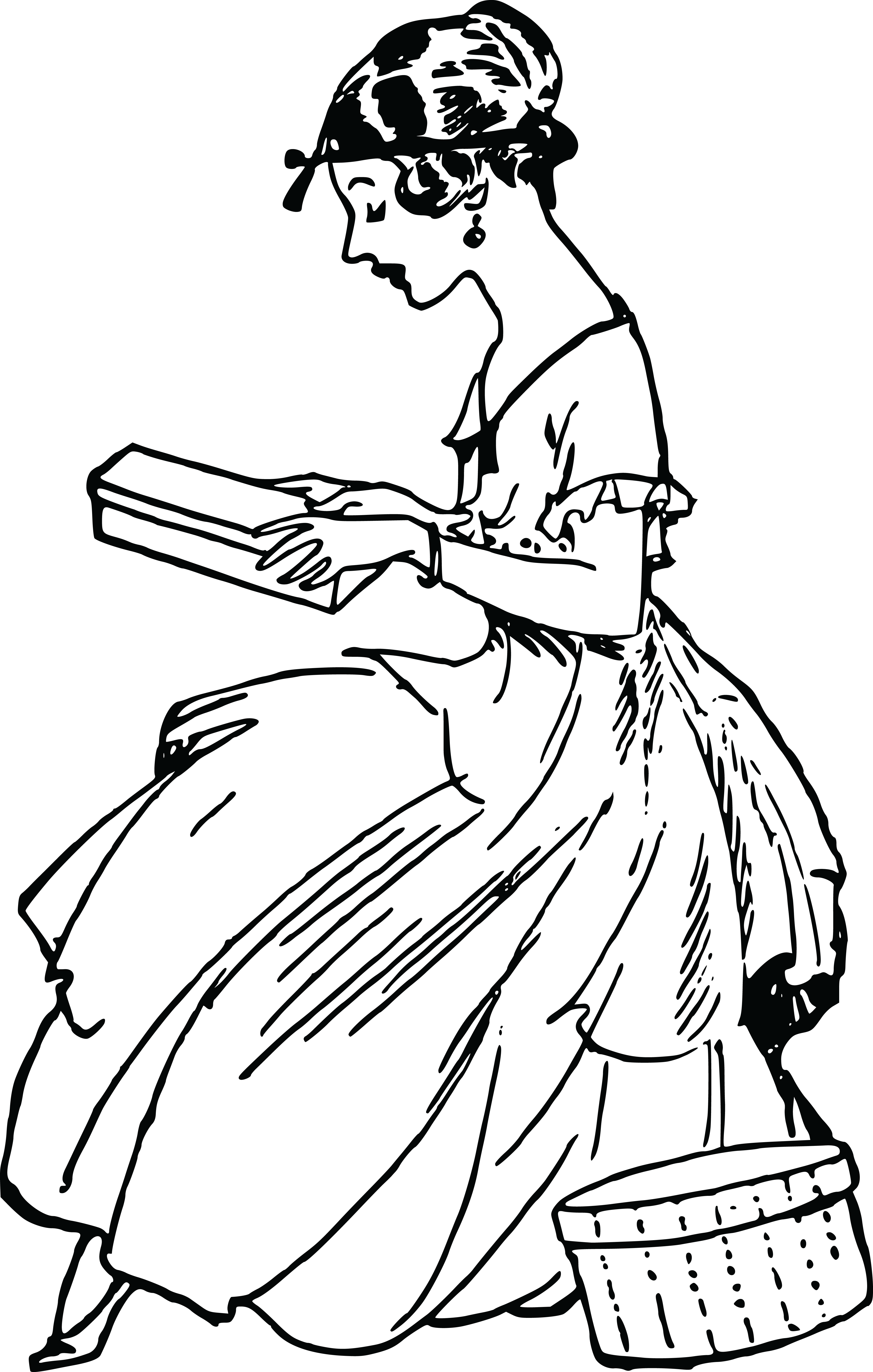 Free Clipart Of A Vintage Woman Reading - Vintage Woman Reading Clipart (4000x6286), Png Download