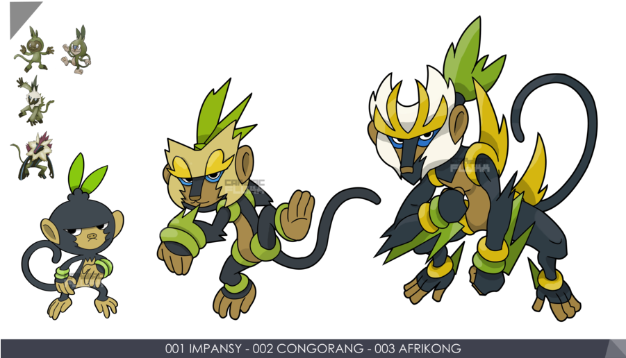 Grass Monkey Starter Pokemon (900x529), Png Download