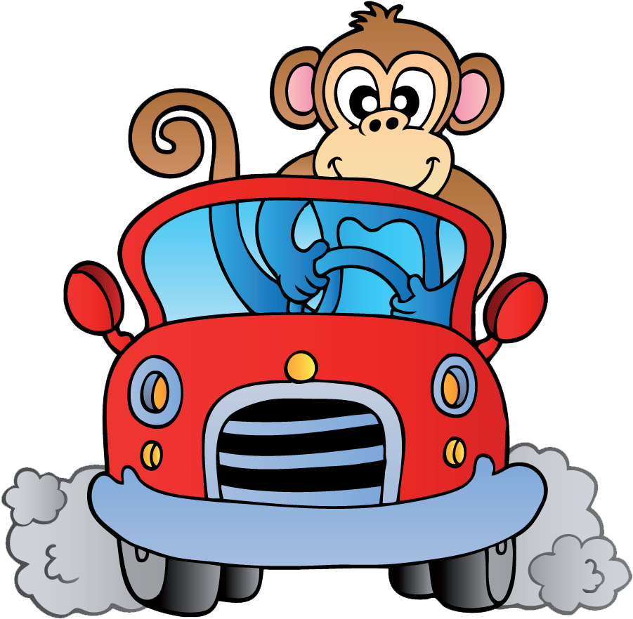 Monkey Bizz - Monkey In Car Clipart (992x992), Png Download