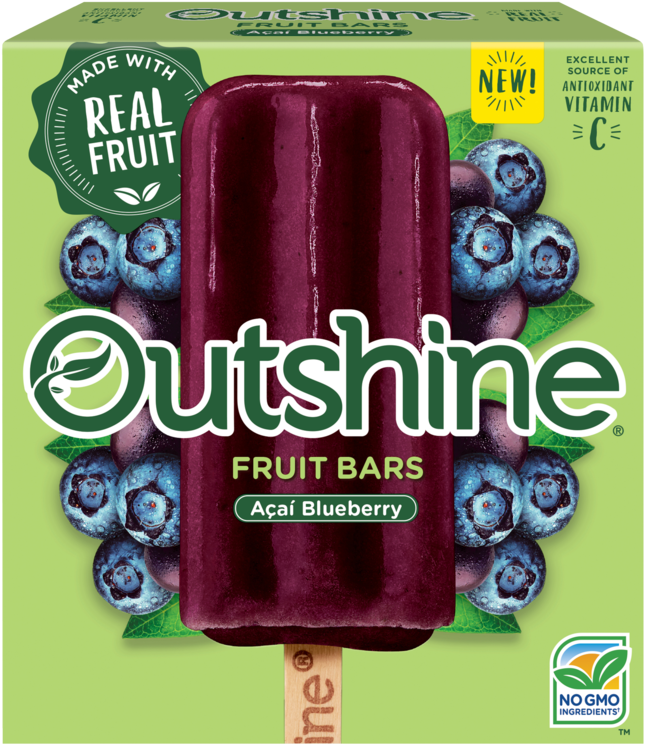 Outshine Acai Blueberry Frozen Fruit Bars - Outshine Fruit Bars Blueberry (750x750), Png Download