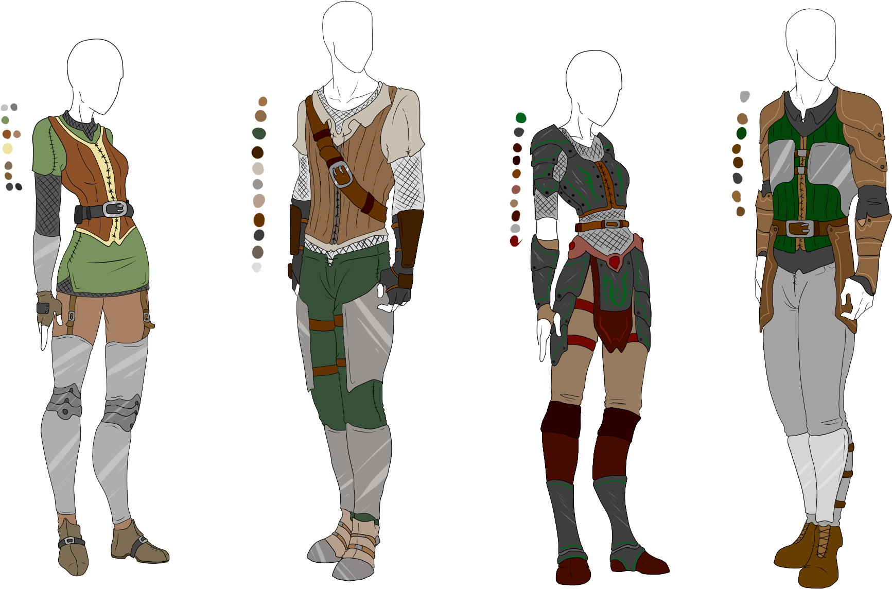 Leather Light Armor Outfit Adopts - Middle Ages Clothes Anime (2000x1300), Png Download