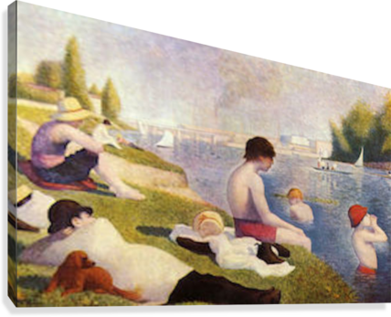 A Swimming Pool In Asniere By Seurat Canvas Print - Bathers At Asnieres (428x347), Png Download