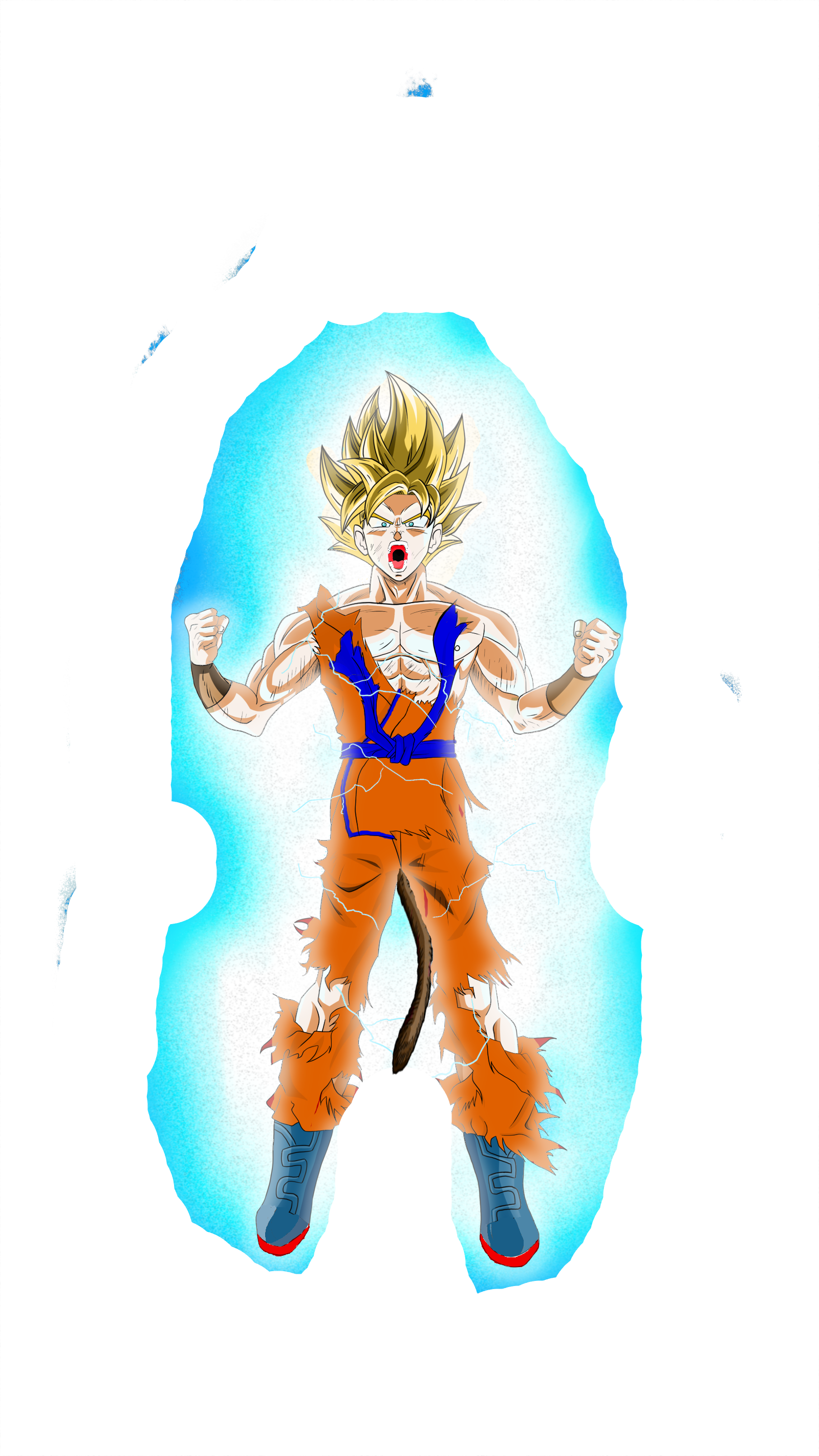 Spirit Bomb Super Saiyan Goku Jr - Illustration (1600x2844), Png Download