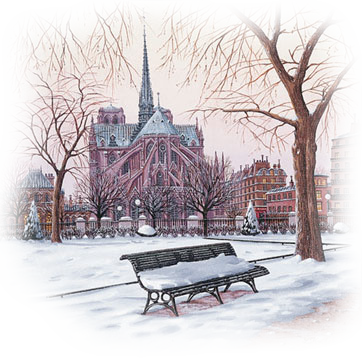 Town Square - Notre Dame In Winter (362x358), Png Download