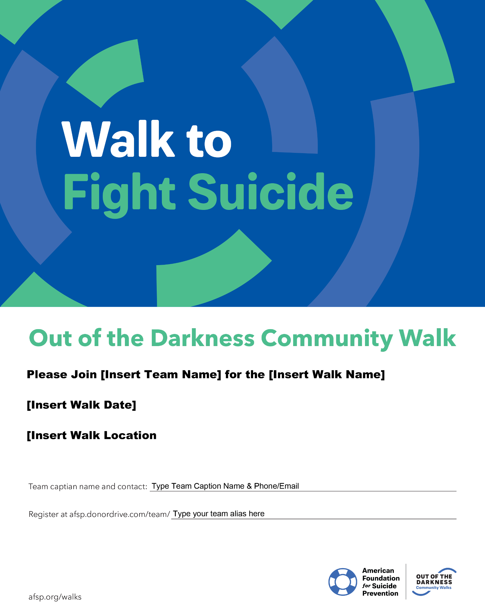 Join My Team Customizable Flyer - Out Of The Darkness Walk Sf (1600x1988), Png Download