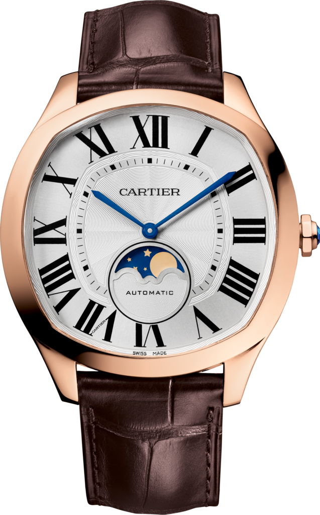 Drive De Cartier Moon Phases Watchpink Gold, Leather - Cartier Drive De Cartier Wsnm0008 (637x1024), Png Download