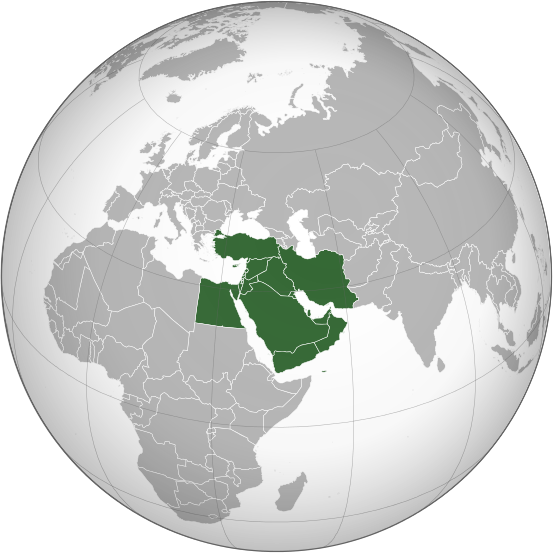 Location Of The Middle East - Middle East On Globe (553x553), Png Download