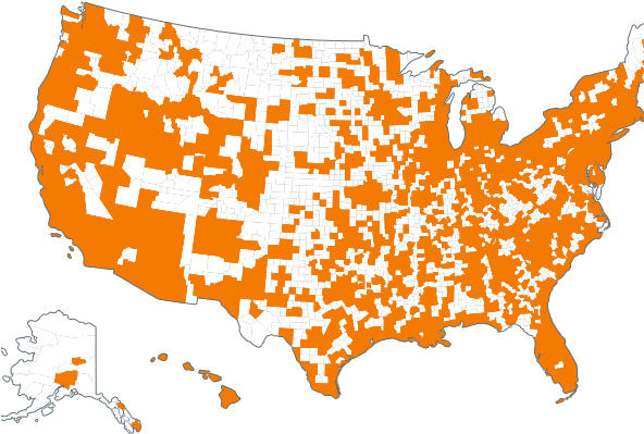 Our Airbnb Data Coverage - Lyme Disease Map 2018 (591x510), Png Download