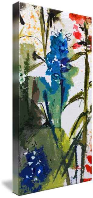 "abstract Texas Blue Bonnets" By Ginette Callaway, - Texas Blue Bonnets And Indian Paintbrush Watercolor (305x650), Png Download