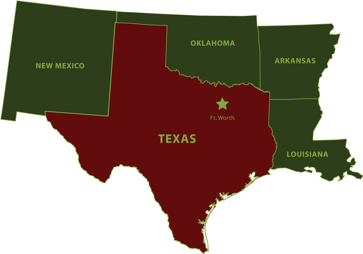 Map Of Territory We Work - Texas Oklahoma New Mexico Louisiana (1251x870), Png Download