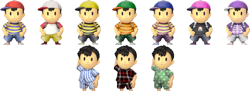 Alternate Costumesedit - Ness Alternate Costumes (896x320), Png Download